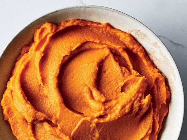 Whipped sweet potatoes with coconut yogurt
