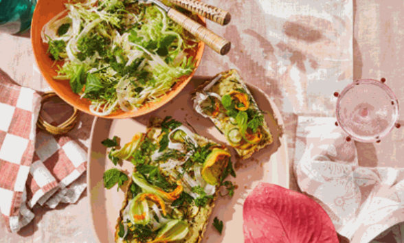 Whipped tofu and zucchini tart with fennel salad
