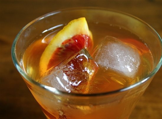 Whiskey old fashioned with blood orange