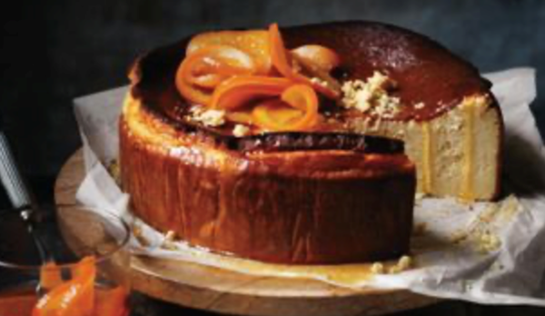 Whisky Basque cheesecake with orange bitters syrup
