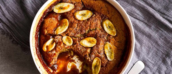 Whisky caramel and banana self-saucing pudding