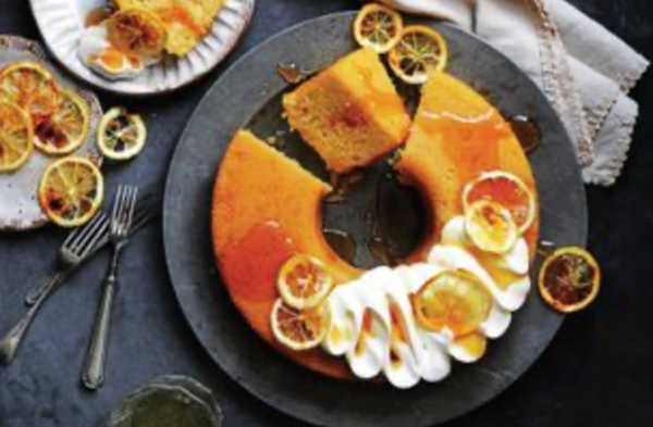 Whisky-yuzu savarin with scorched lemon