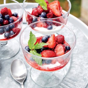 White balsamic-marinated berries with sweet buttermilk curd