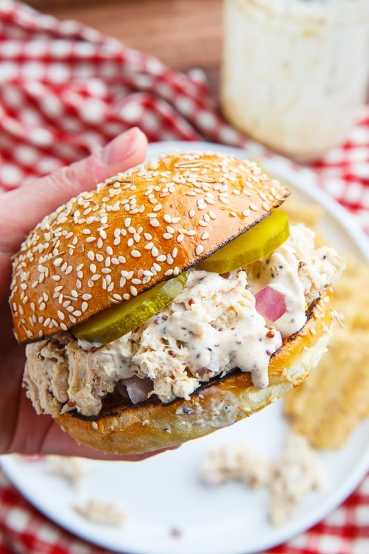 White BBQ chicken sandwich