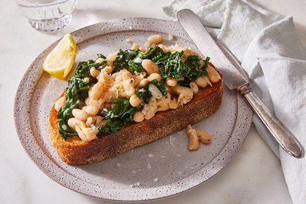 White bean & kale toast with Herbes de Provence
