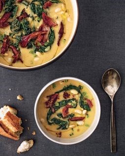 White bean & lacinato kale soup with smoked ham hock