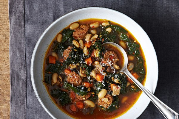 White bean and kale soup with sausage