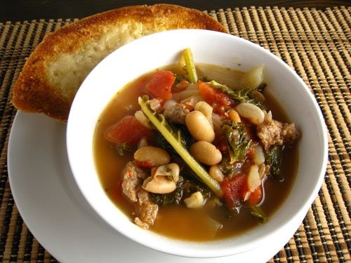 White bean and kale soup with turkey sausage
