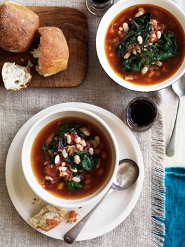 White bean and rainbow silverbeet soup