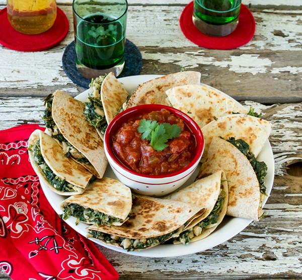 White bean and spinach quesadillas