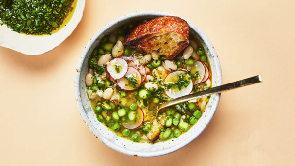 White bean and spring vegetable stew 