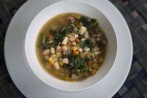 White bean, andouille and kale soup
