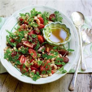 White bean, chorizo and herb salad