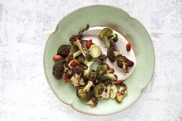 White bean dip and roasted broccoli
