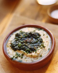 White bean dip with parsley oil