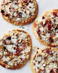 White bean flatbreads with prosciutto and cheese