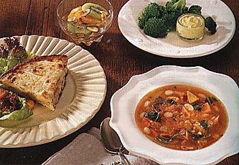 White bean, kale and roasted vegetable soup