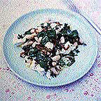 White bean salad with sautéed shallots, spring herbs and wilted spinach 
