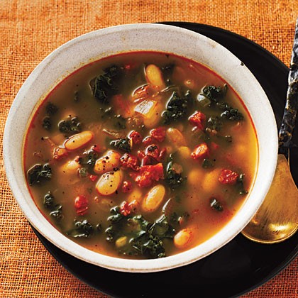 White bean soup with kale and chorizo