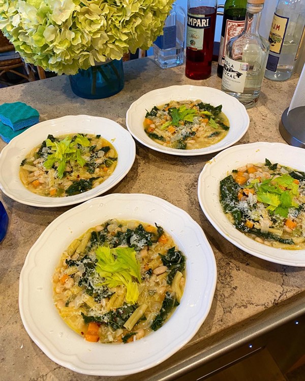 White bean soup with Parmesan and kale