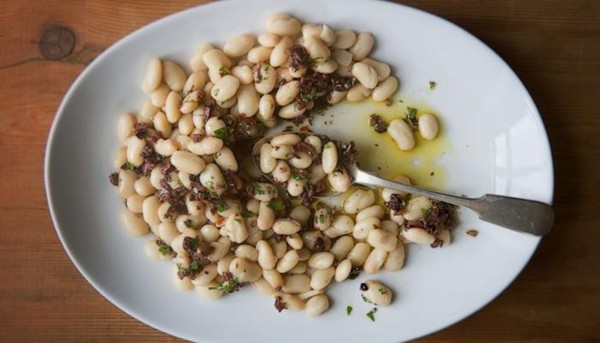 White beans with spicy black olive vinaigrette