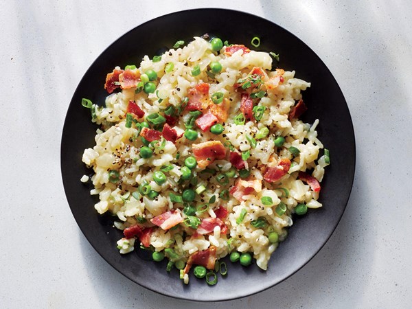 White cheddar and bacon risotto