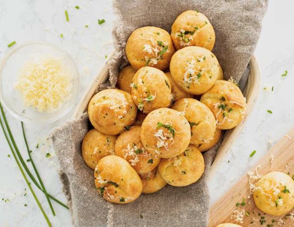 White cheddar-and-chive gougères