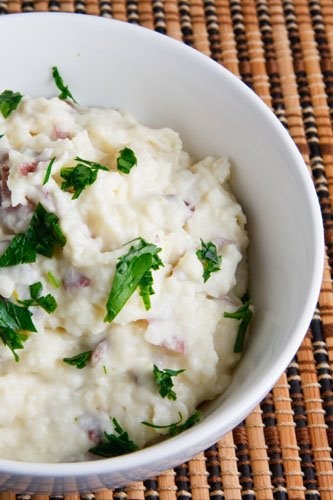 White cheddar and garlic mashed potatoes