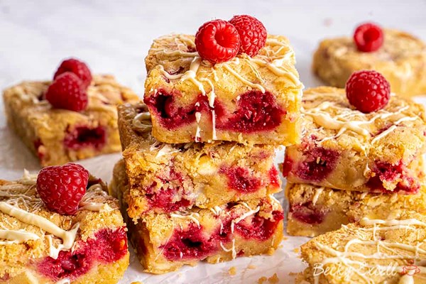 White chocolate & raspberry blondies