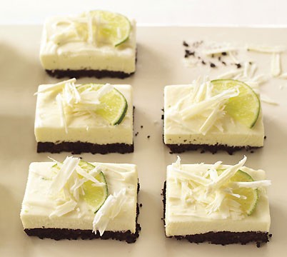 White chocolate and lime cheesecake bars