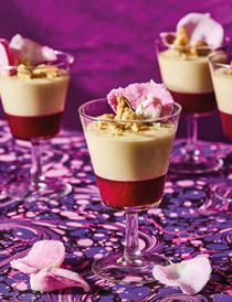 White chocolate and raspberry dessert pots