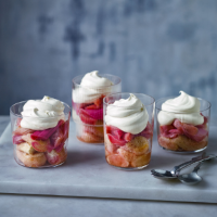 White chocolate and rhubarb trifles