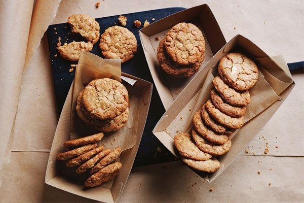 White chocolate Anzac biscuits