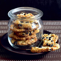 White chocolate, blueberry and pine nut cookies