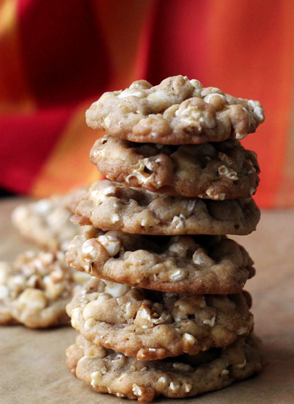 White chocolate buttered popcorn cookies
