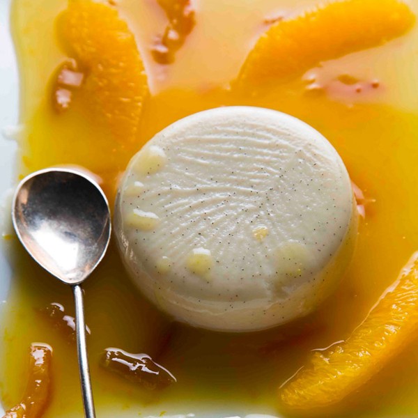 White chocolate-cardamom panna cotta