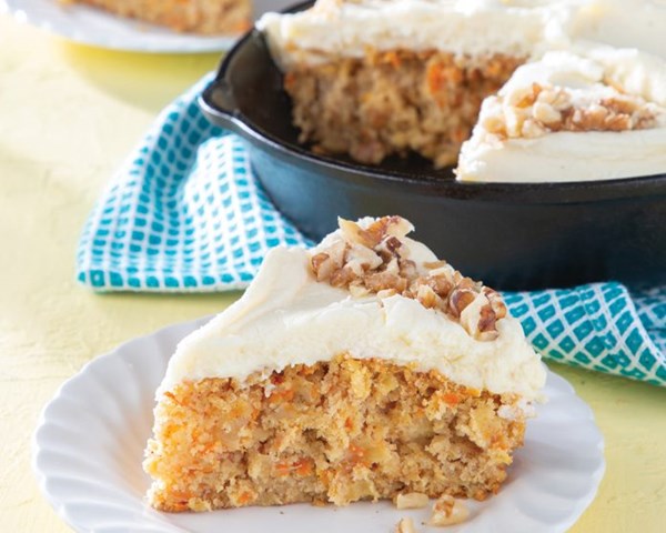 White chocolate-carrot skillet cake