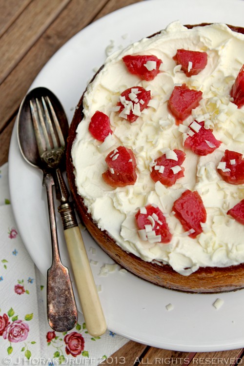 White chocolate cheesecake with rhubarb