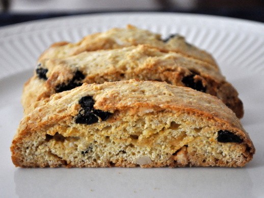 White chocolate cherry almond biscotti