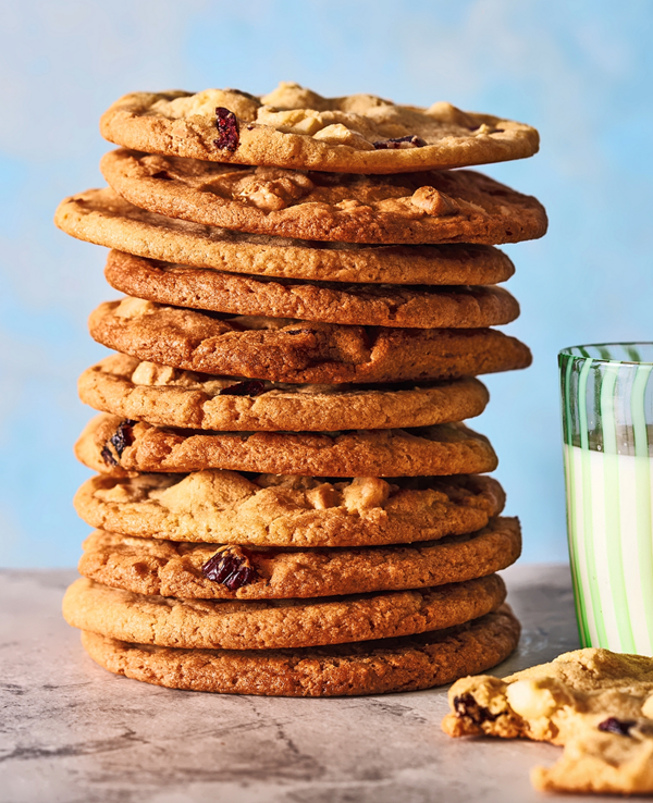 White chocolate, dried cranberry and nut cookies