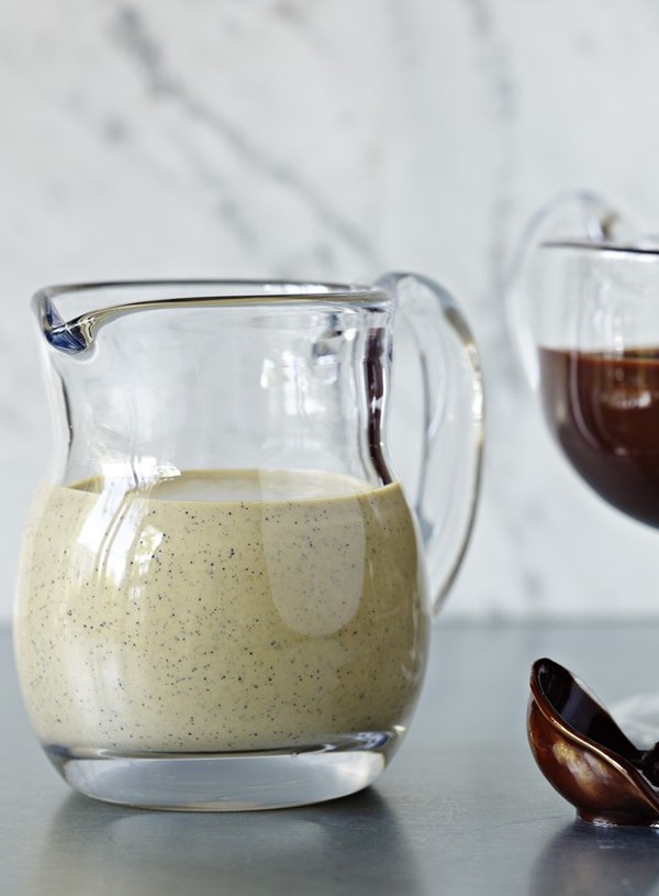 White chocolate, espresso and brandy custard