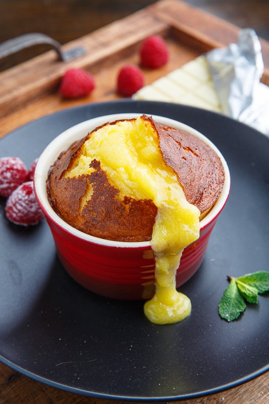 White chocolate lava cakes