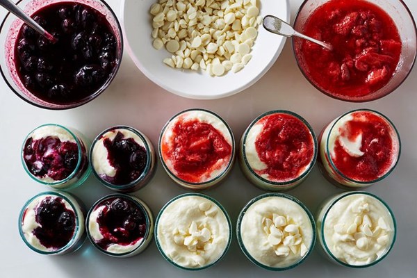 White chocolate mousse with raspberries