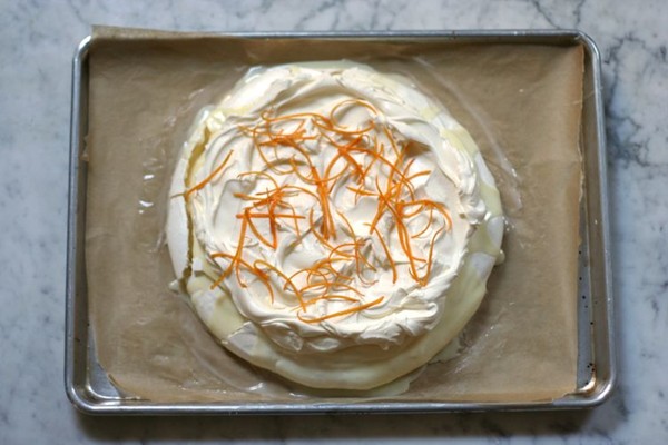White chocolate orange Pavlova