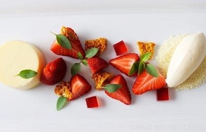 White chocolate panna cotta with honeycomb