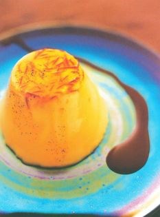 White chocolate panna cotta with saffron and cardamom