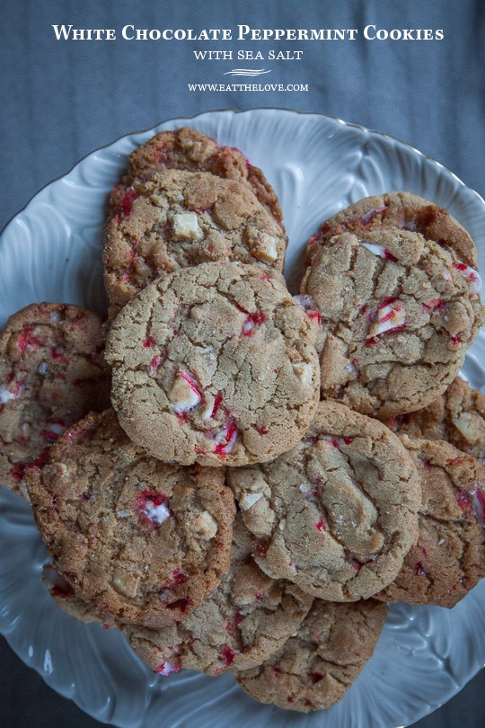 White chocolate peppermint cookies with sea salt