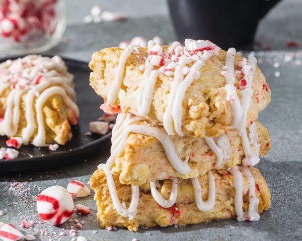 White chocolate-peppermint scones
