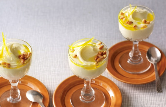 White chocolate, pine nuts, olive oil & candied lemon zest