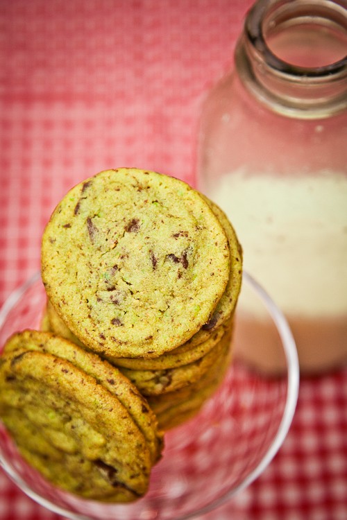 White chocolate pistachio dark chocolate chunk cookies